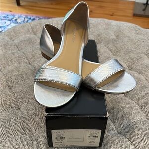 Talbots Silver D'Orsay Open-Toe Flats